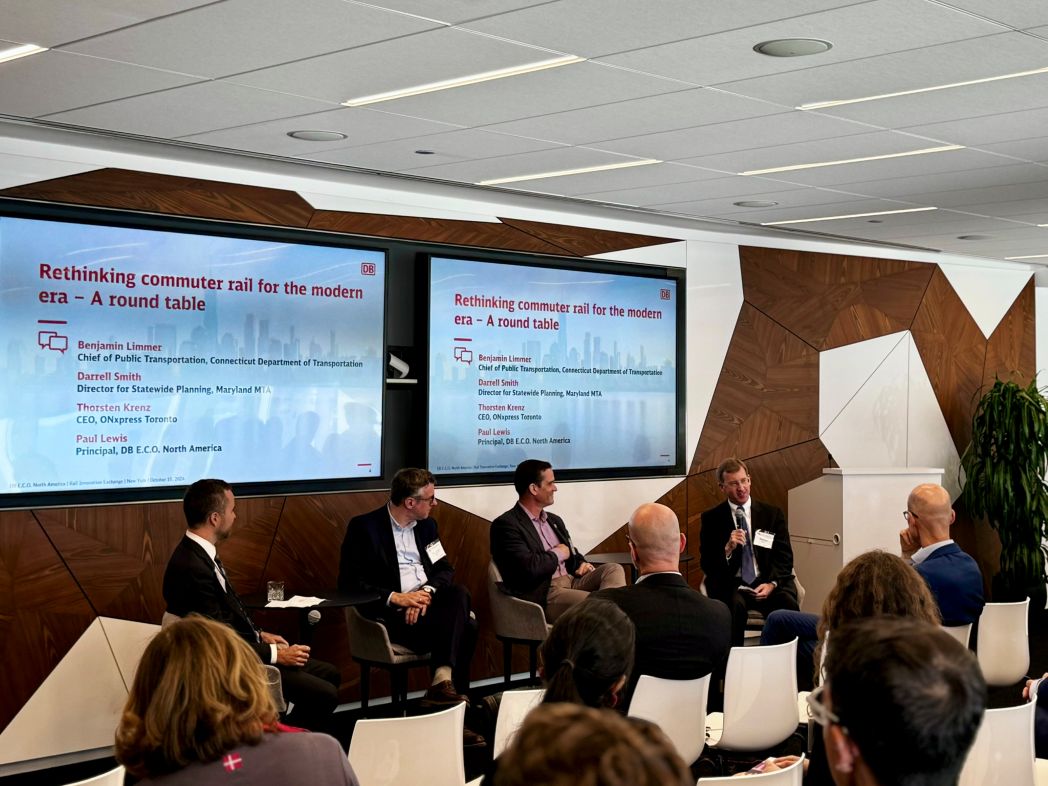 Round table with representees of Transportation at the Connecticut Department of Transportation, Maryland MTA, and ONxpress moderated by DB E.C.O. North America